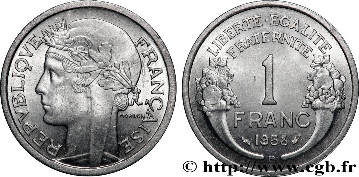 1 franc Morlon, légère 1958 Beaumont-Le-Roger F.221/22 SPL63 