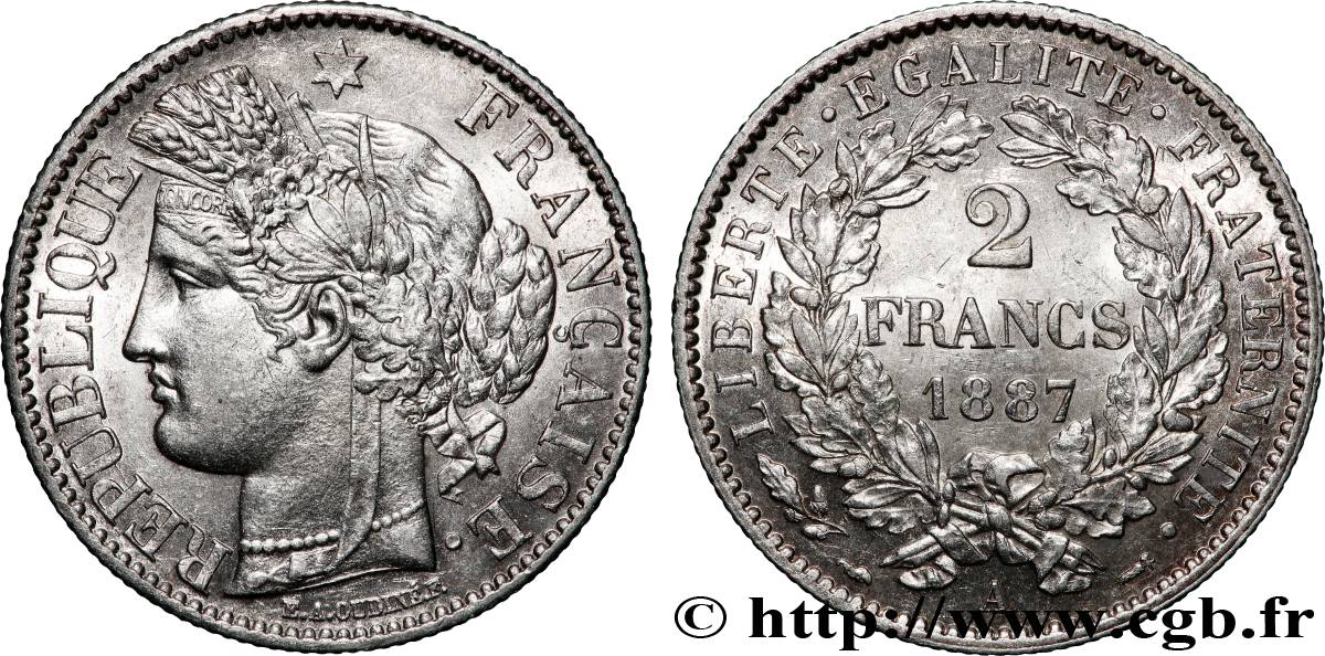 2 francs Cérès, avec légende 1887 Paris F.265/13 SUP+ 