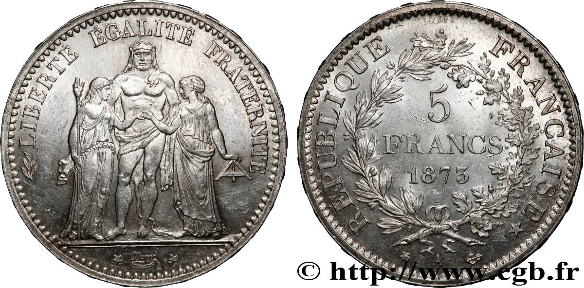 5 francs Hercule 1873 Paris F.334/9 MS62 