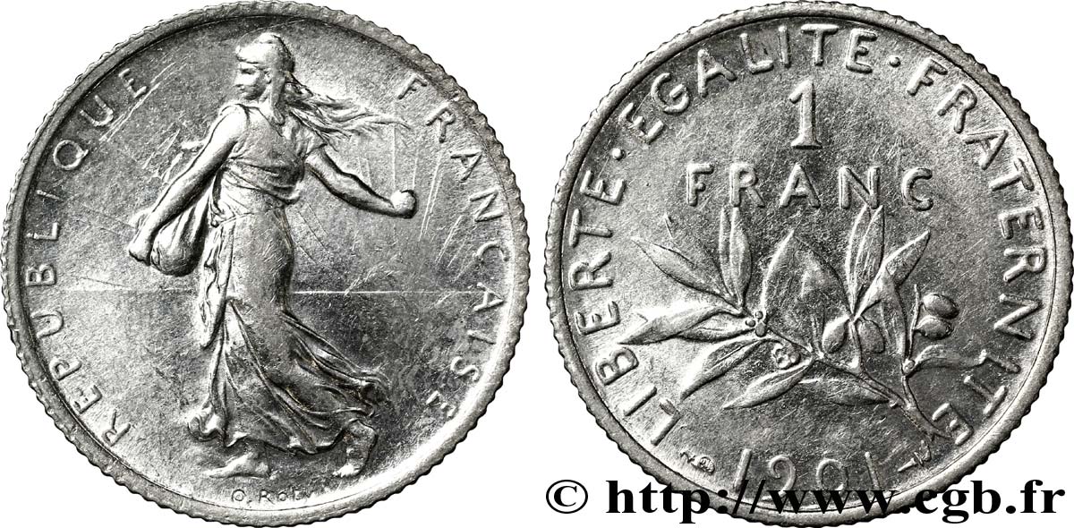 1 franc Semeuse 1901 Paris F.217/6 TTB53 