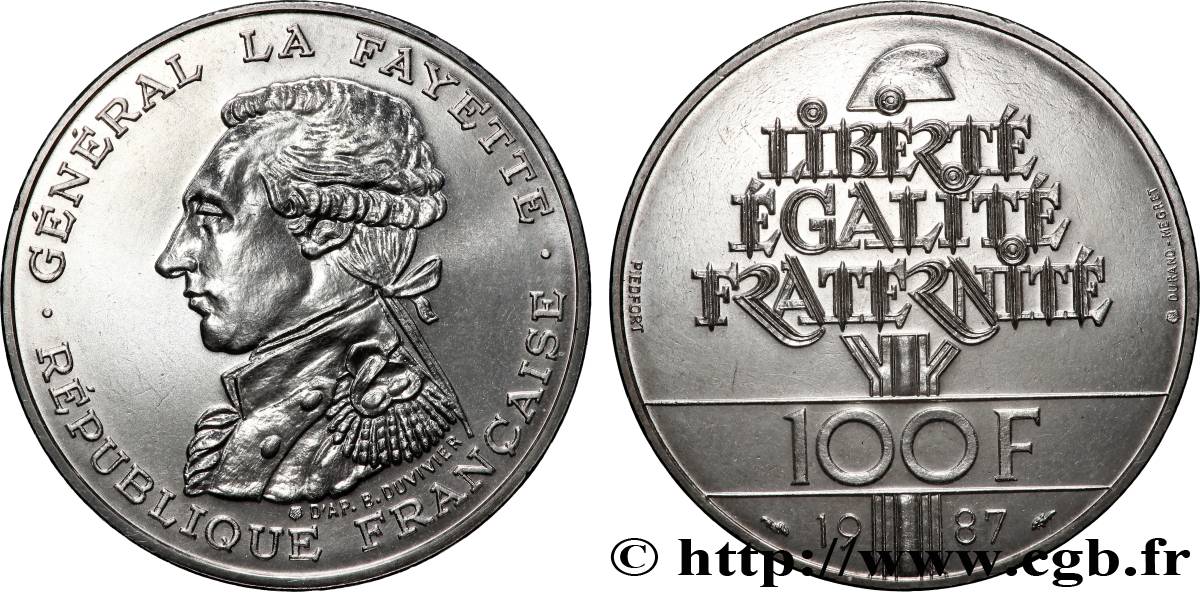 Piéfort Brillant Universel de 100 francs Égalité - La Fayette 1987 Pessac F.455/2P SUP+ 