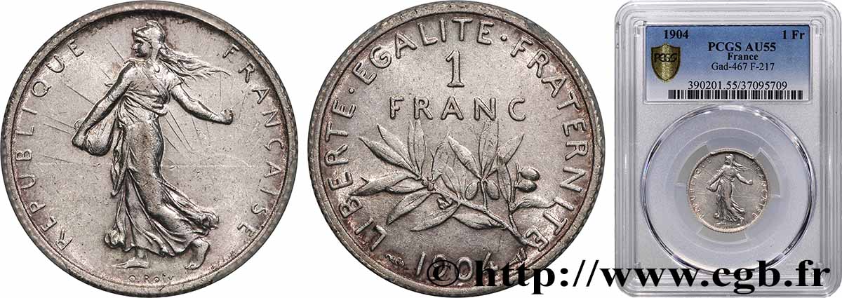1 franc Semeuse 1904 Paris F.217/9 SUP55 PCGS