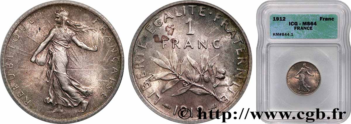1 franc Semeuse 1912 Paris F.217/17 fST64 autre