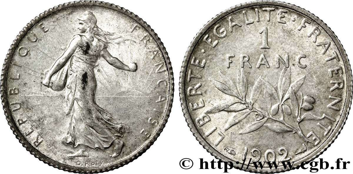 1 franc Semeuse 1902 Paris F.217/7 AU53 