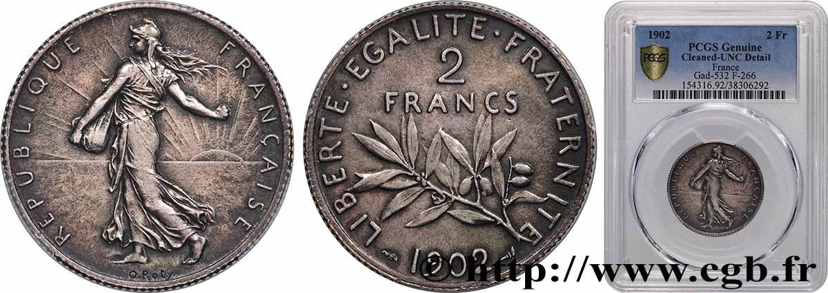 2 francs Semeuse 1902  F.266/7 VZ+ PCGS