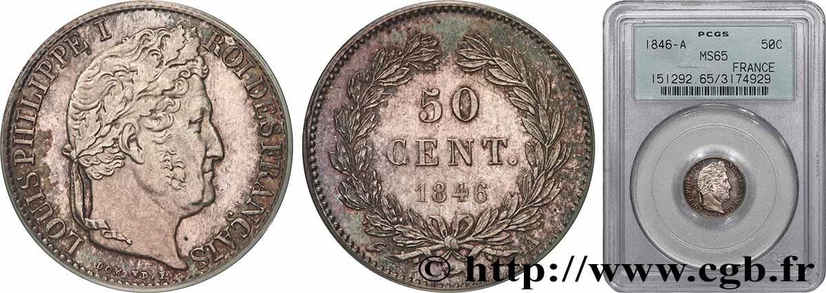 50 centimes Louis-Philippe 1846 Paris F.183/7 ST65 PCGS