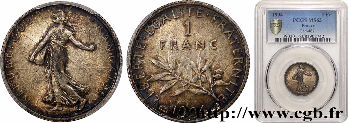 1 franc Semeuse 1904 Paris F.217/9 fST63 PCGS