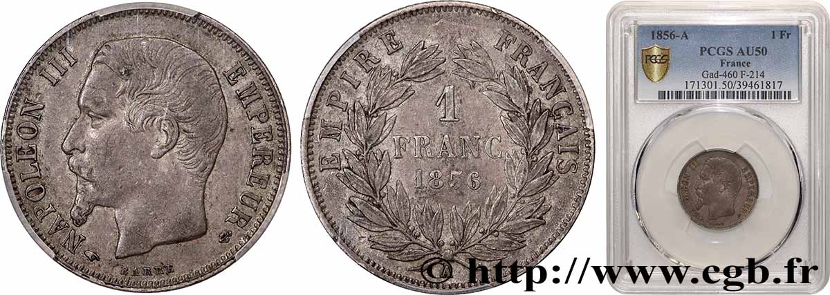 1 franc Napoléon III, tête nue 1856 Paris F.214/6 MBC50 PCGS