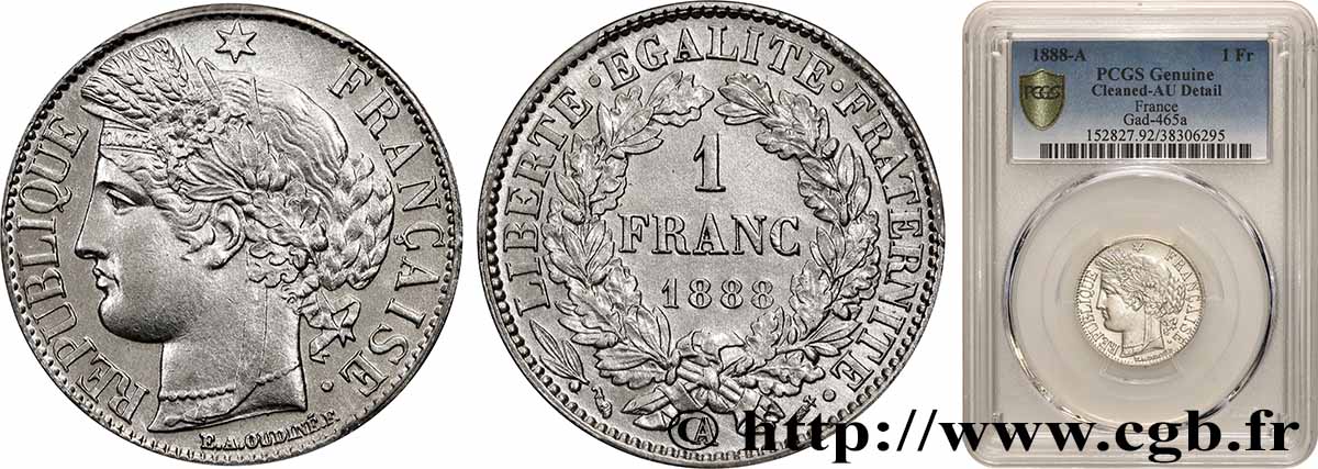 1 franc Cérès, IIIe République 1888 Paris F.216/10 MBC+ PCGS