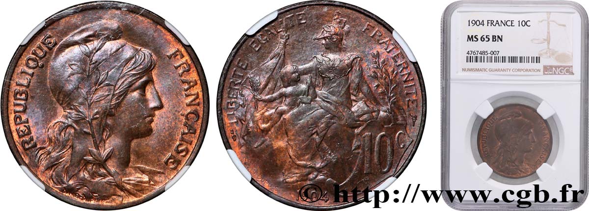 10 centimes Daniel-Dupuis 1904  F.136/13 MS65 NGC