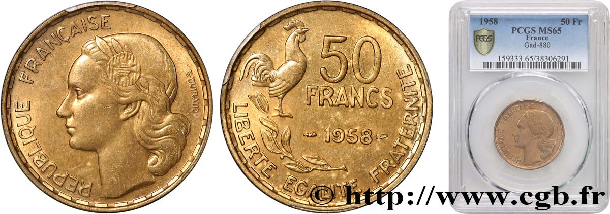 50 Francs Guiraud 1958 Paris F.425/14 FDC65 PCGS