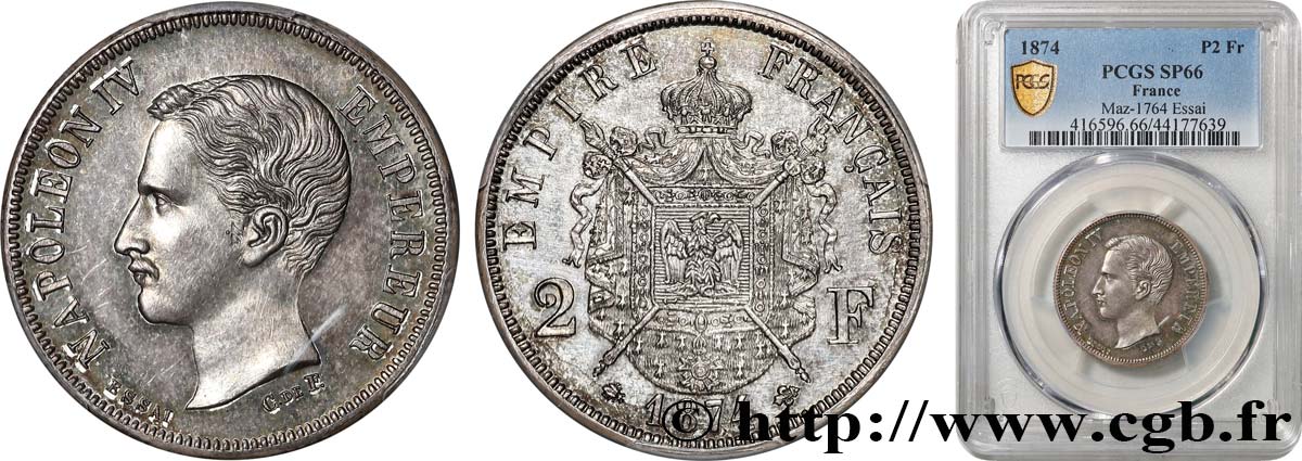 Essai de 2 francs 1874 Bruxelles VG.3761  FDC66 PCGS