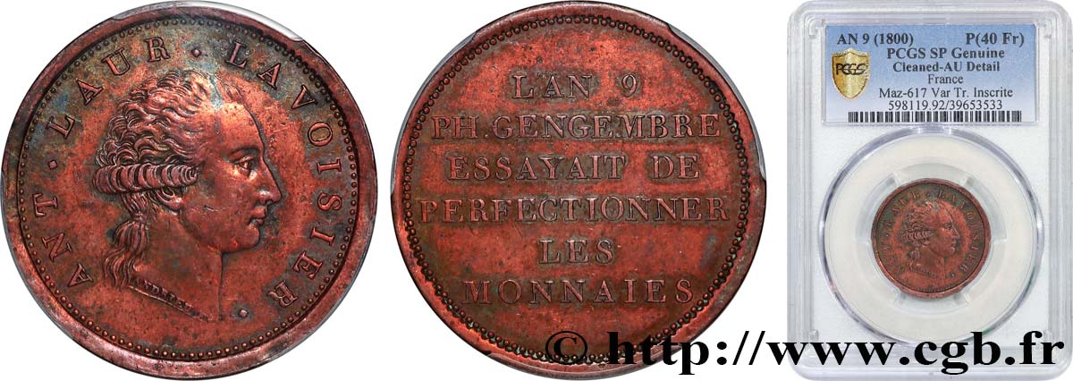 Essai au module de 2 francs de Lavoisier par Gengembre 1801 Paris Dupré.22 9.6 fVZ PCGS