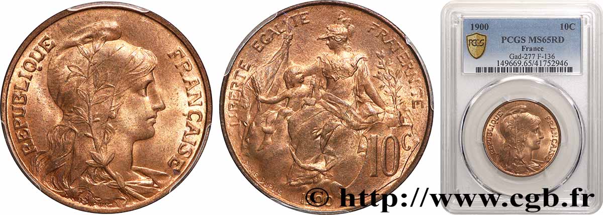 10 centimes Daniel-Dupuis 1900  F.136/8 ST65 PCGS