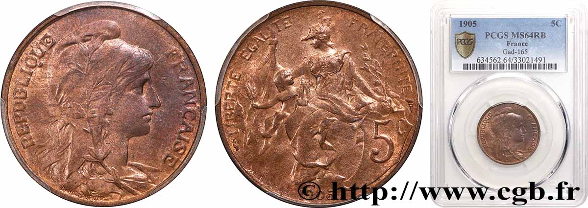 5 centimes Daniel-Dupuis 1905  F.119/15 SC64 PCGS