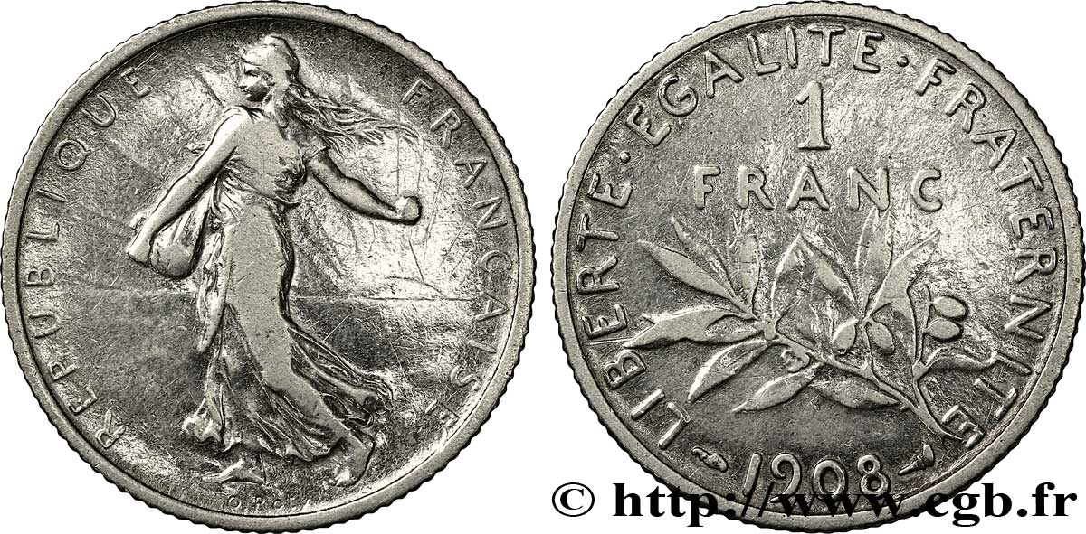 1 franc Semeuse 1908 Paris F.217/13 BC25 