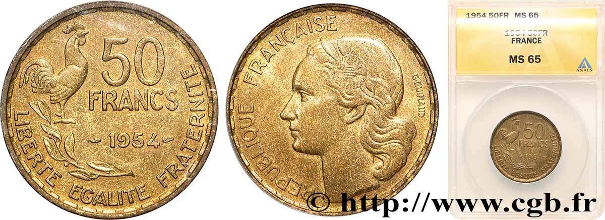 50 francs Guiraud 1954  F.425/12 ST65 ANACS
