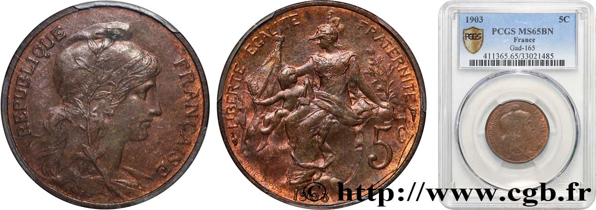 5 centimes Daniel-Dupuis 1903  F.119/13 FDC65 PCGS