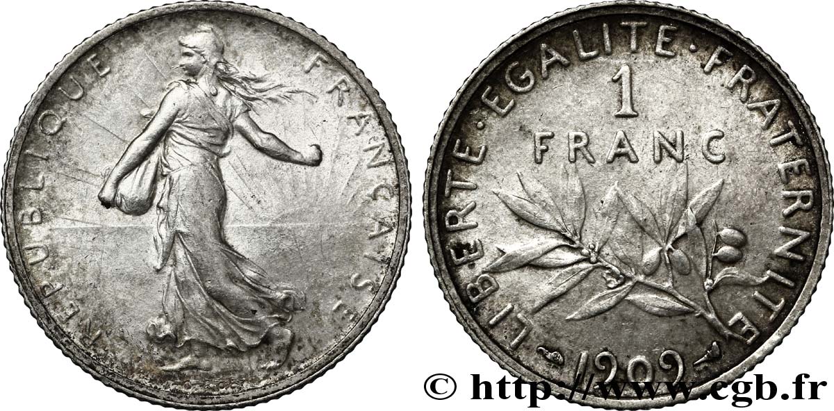 1 franc Semeuse 1909 Paris F.217/14 TTB53 