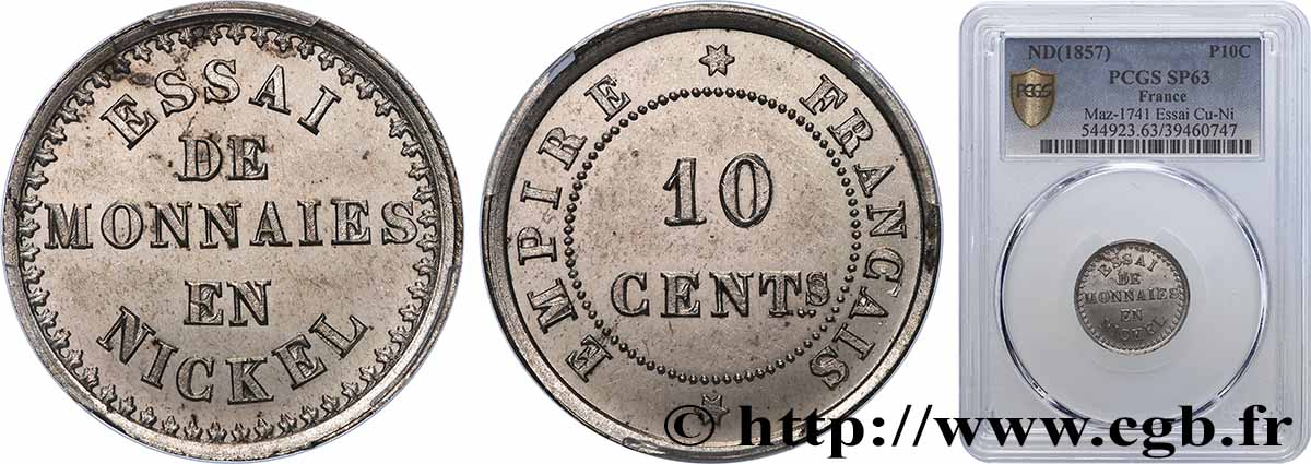 Essai de 10 centimes n.d.  VG.3562  SC63 PCGS