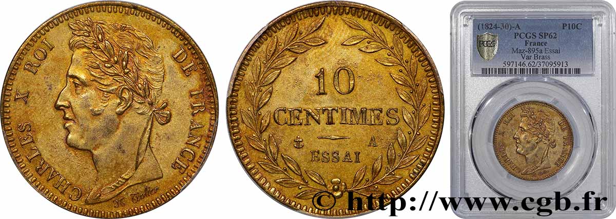 Essai de 10 centimes en laiton n.d. Paris VG.2616  VZ62 PCGS