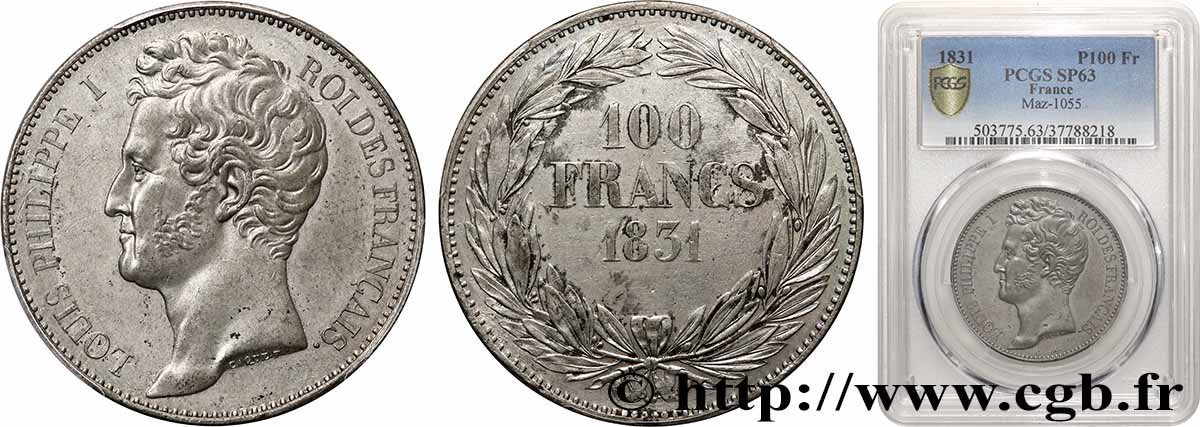 Essai de 100 francs en étain par Caqué 1831 Paris VG.2738  SPL63 PCGS