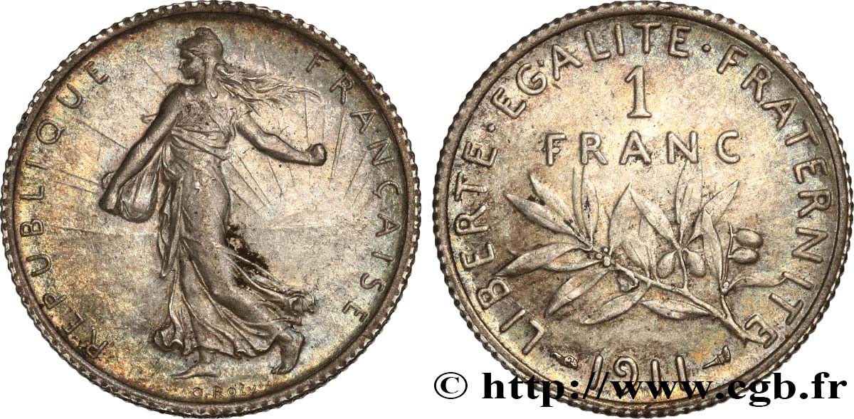 1 franc Semeuse 1911 Paris F.217/16 EBC55 