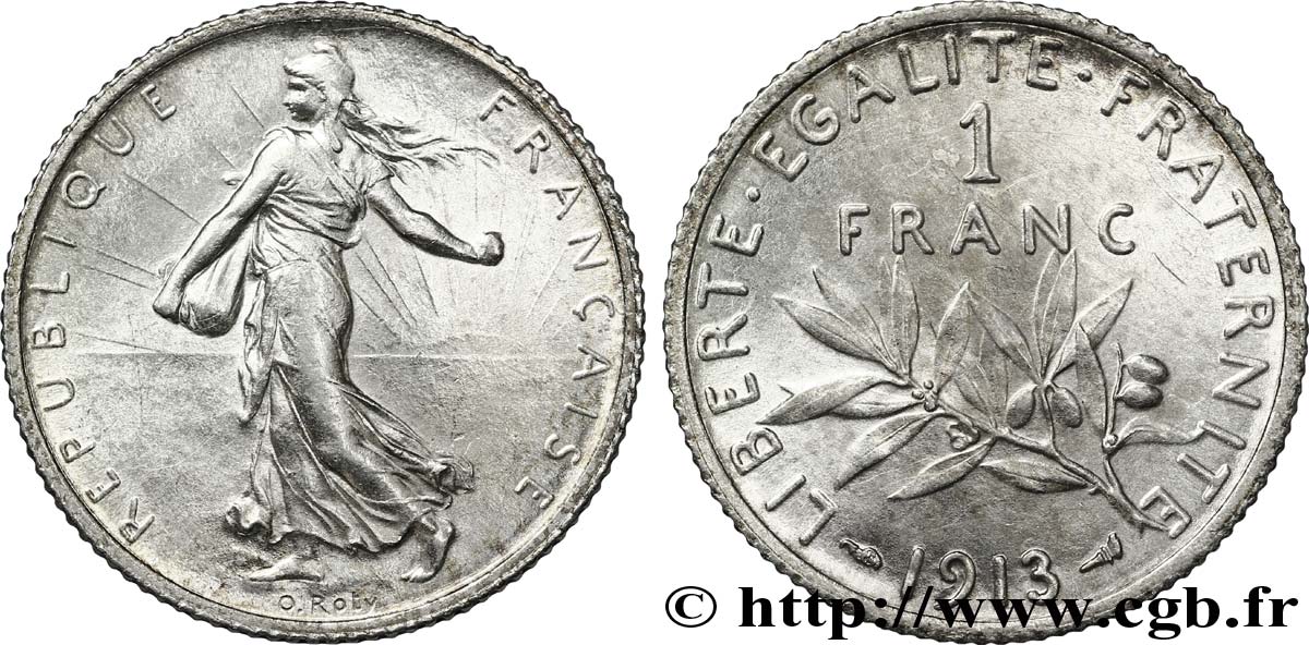 1 franc Semeuse 1913 Paris F.217/18 AU58 