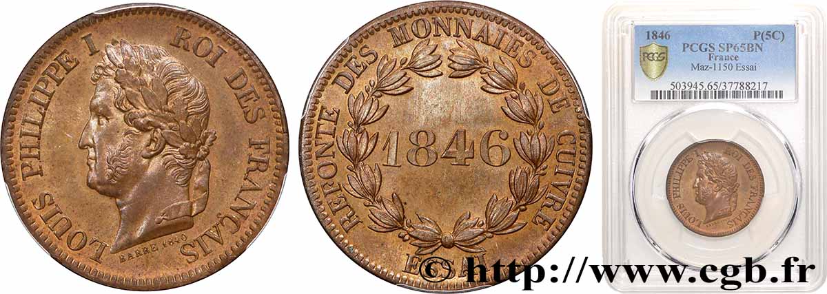 Refonte des monnaies de cuivre 1846 Paris Maz.1150  ST65 PCGS