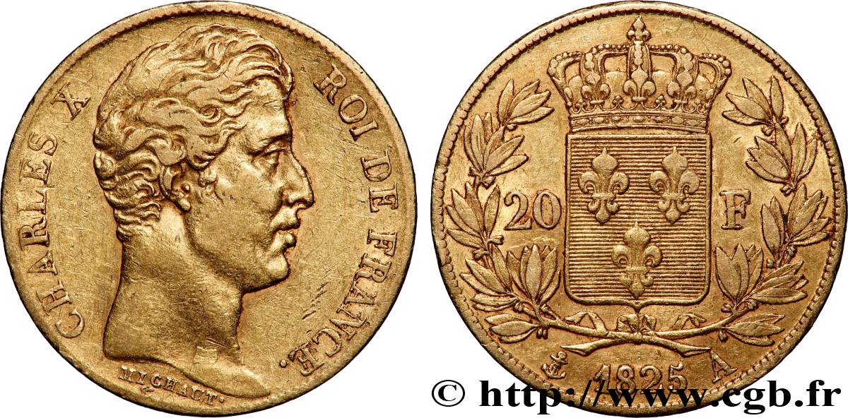 20 francs or Charles X 1825 Paris F.520/1 SS 