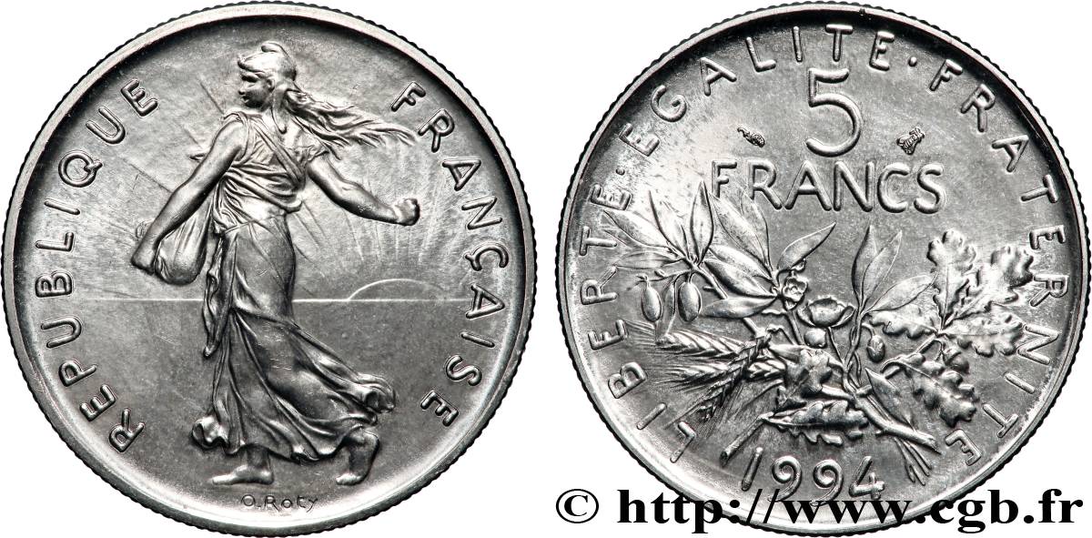 5 francs Semeuse, nickel, Brillant Universel 1994 Pessac F.341/30 FDC 