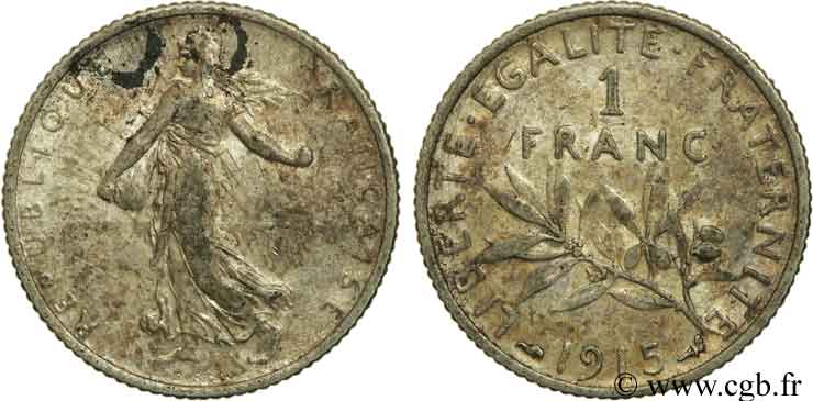 1 franc Semeuse 1915 Paris F.217/21 TTB53 