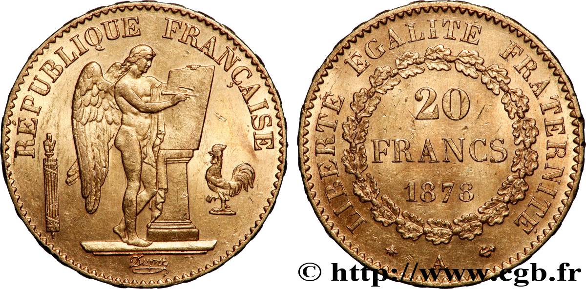 20 francs or Génie, Troisième République 1878 Paris F.533/6 VZ 