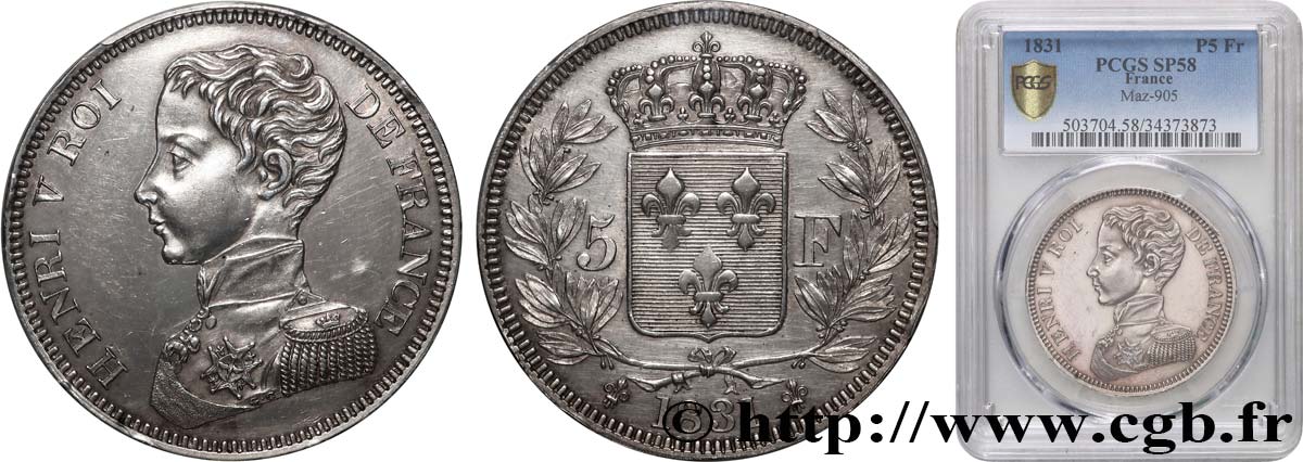 5 Francs 1831  VG.2690  VZ58 PCGS