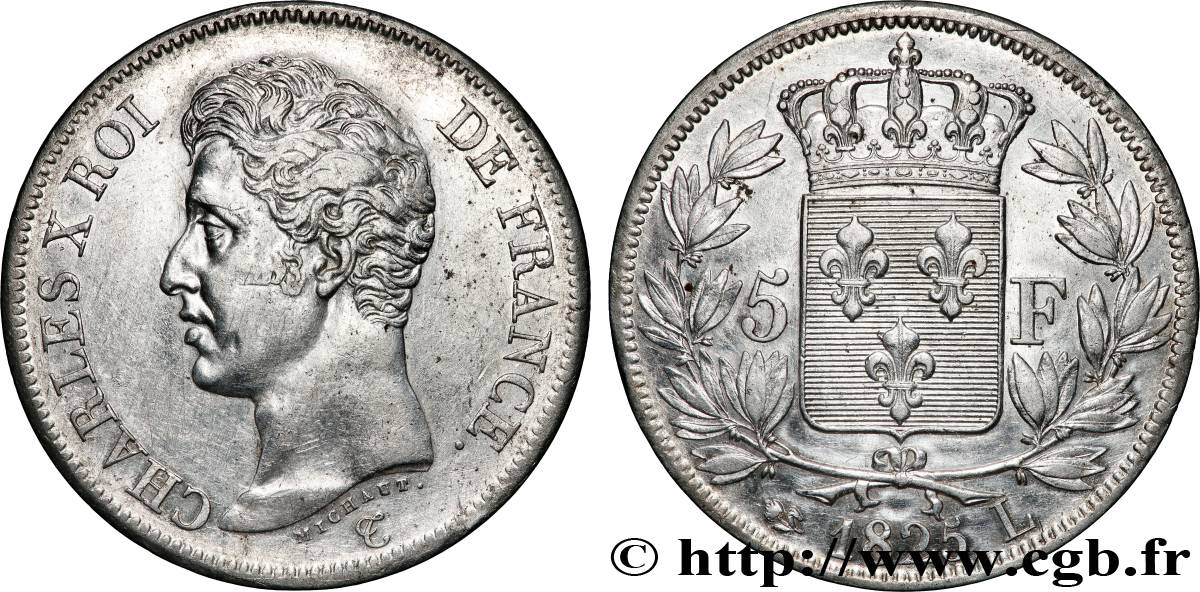 5 francs Charles X, 1er type 1825 Bayonne F.310/10 fVZ 