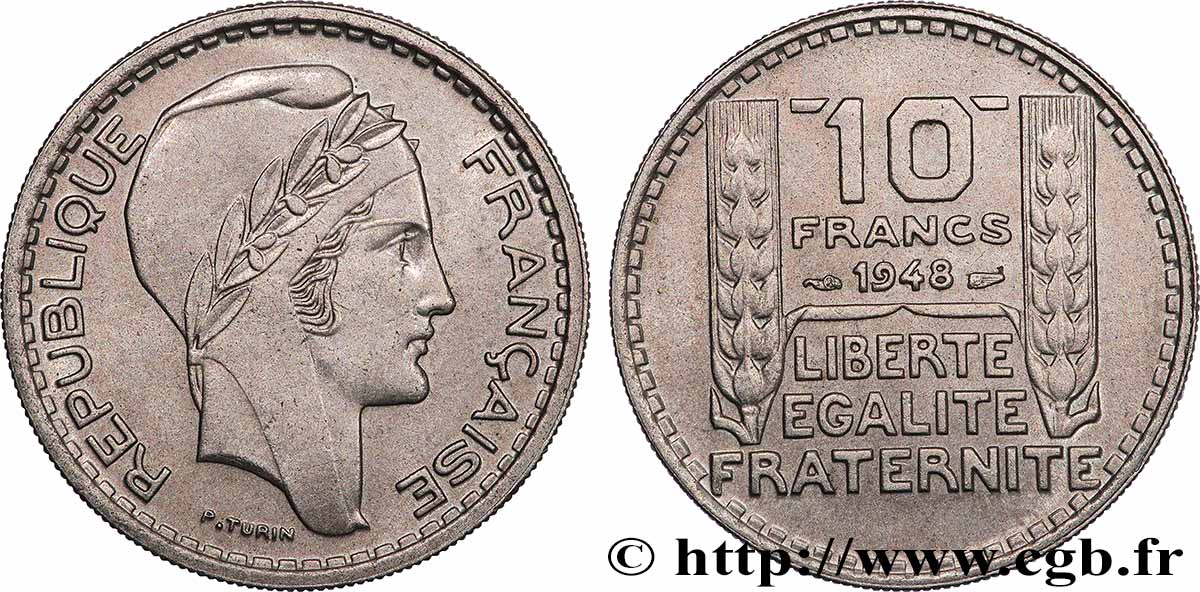 10 francs Turin, petite tête 1948  F.362/3 SUP+ 