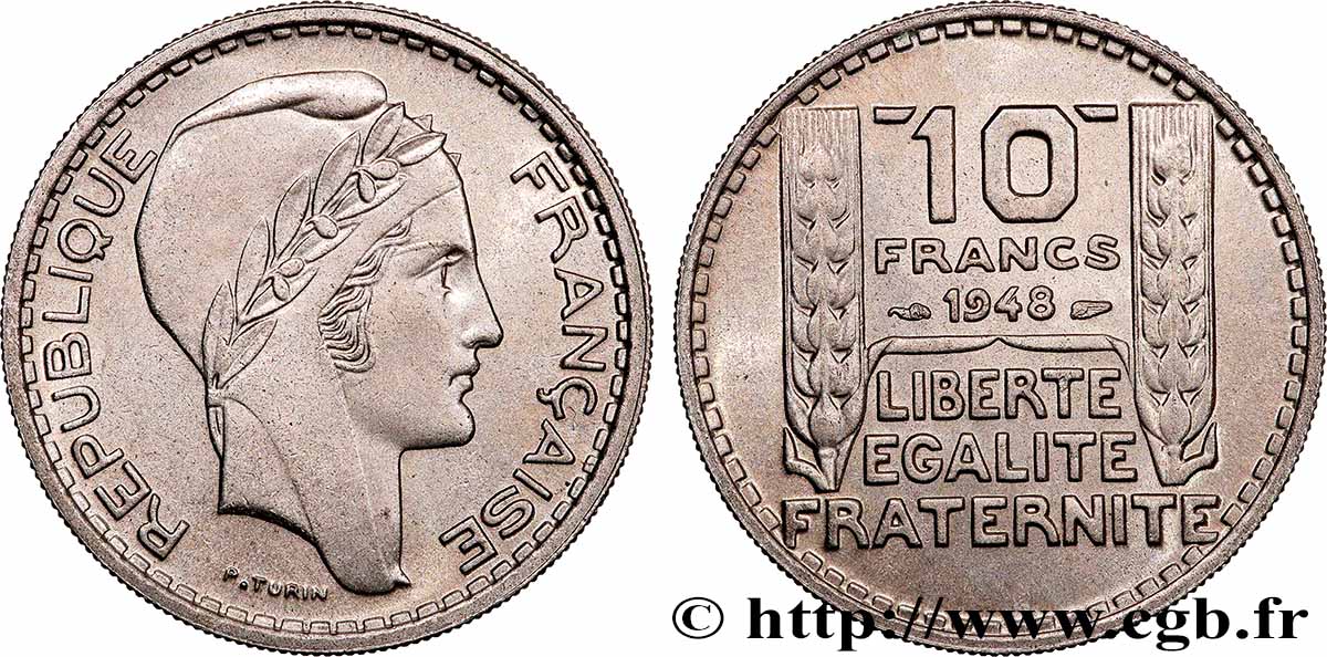 10 francs Turin, petite tête 1948  F.362/3 MS 