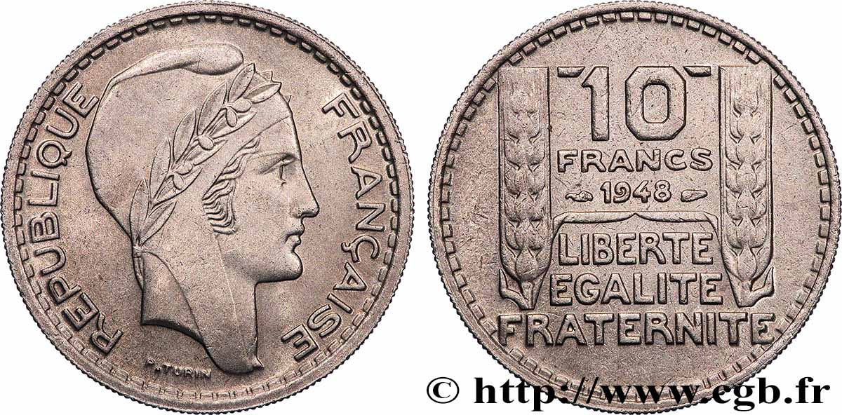 10 francs Turin, petite tête 1948  F.362/3 SUP+ 