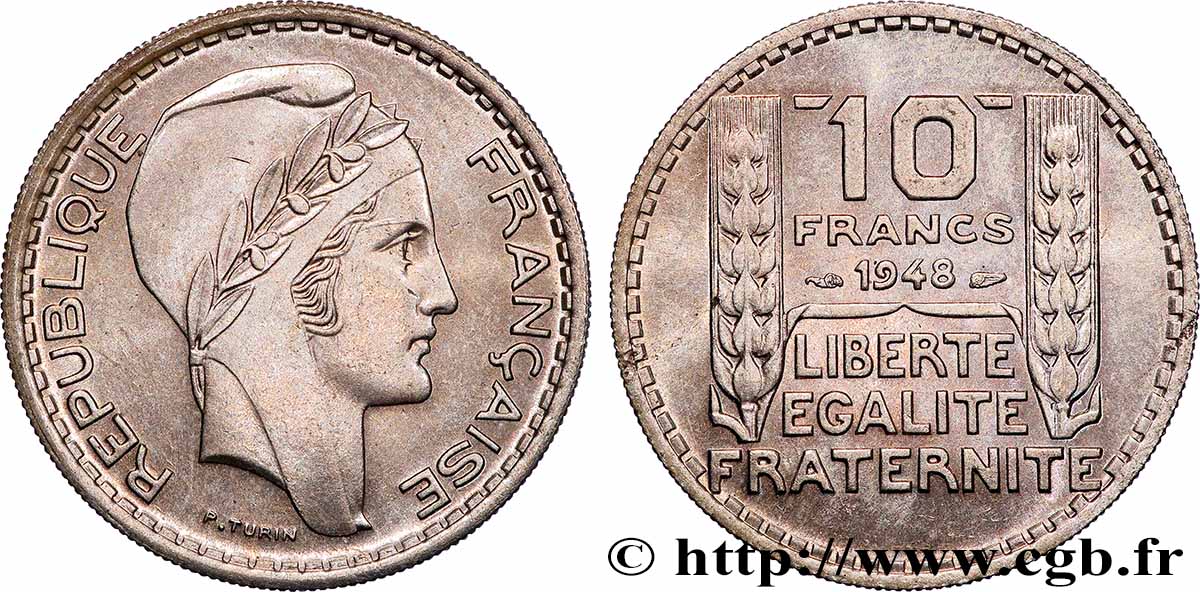 10 francs Turin, petite tête 1948  F.362/3 SUP+ 