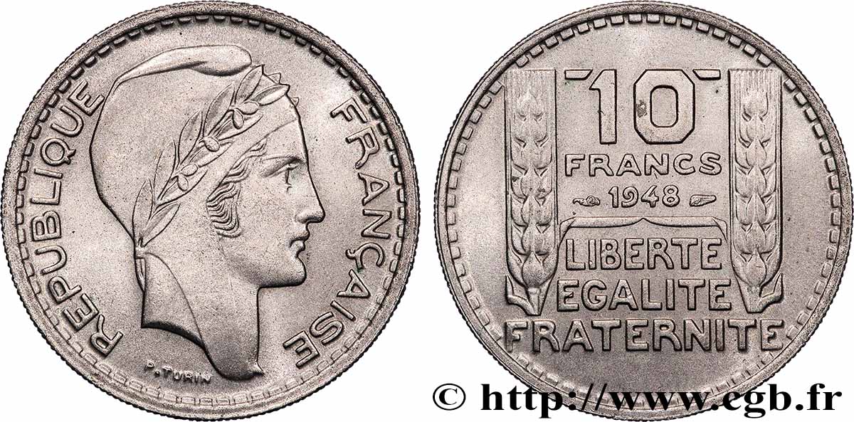 10 francs Turin, petite tête 1948  F.362/3 SUP+ 