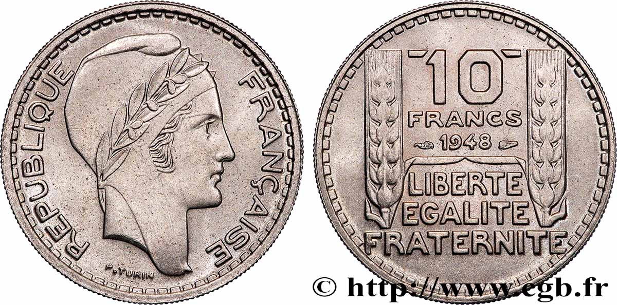 10 francs Turin, petite tête 1948  F.362/3 MS 