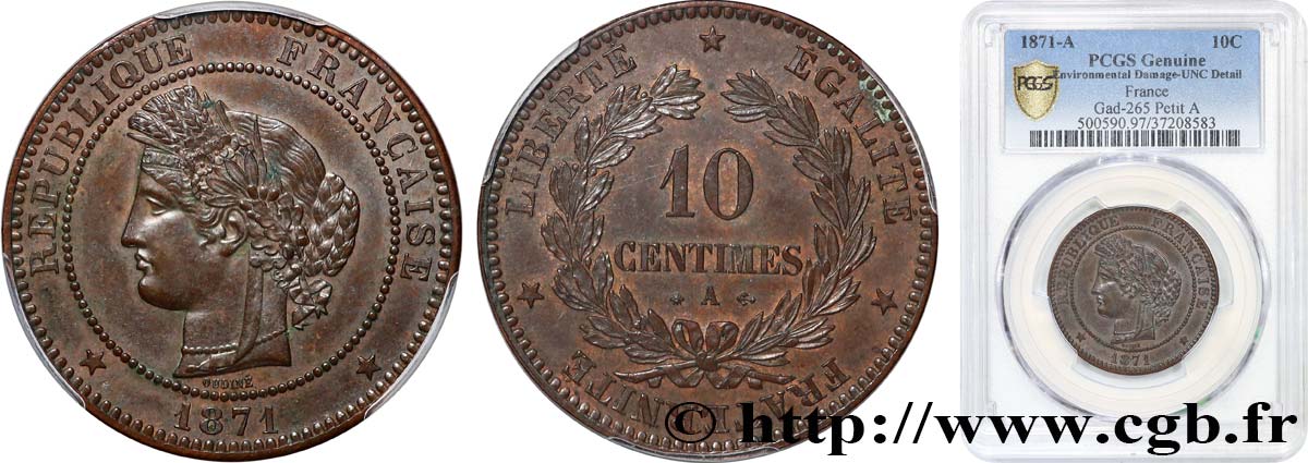 10 centimes Cérès 1871 Paris F.135/5 SUP+ PCGS