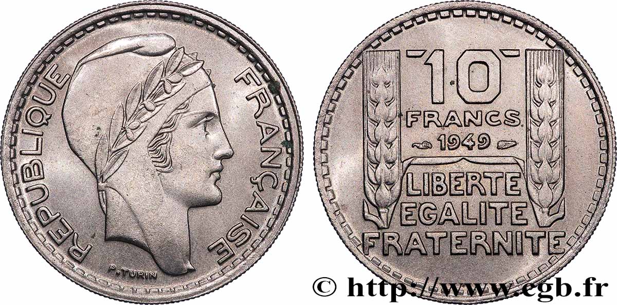 10 francs Turin, petite tête 1949  F.362/6 SPL 