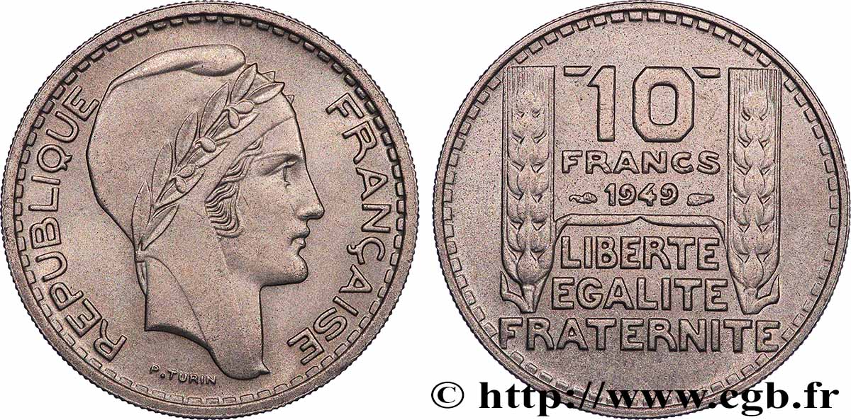 10 francs Turin, petite tête 1949  F.362/6 fST 