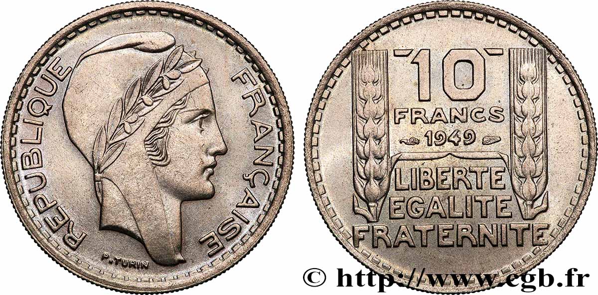 10 francs Turin, petite tête 1949  F.362/6 MS 