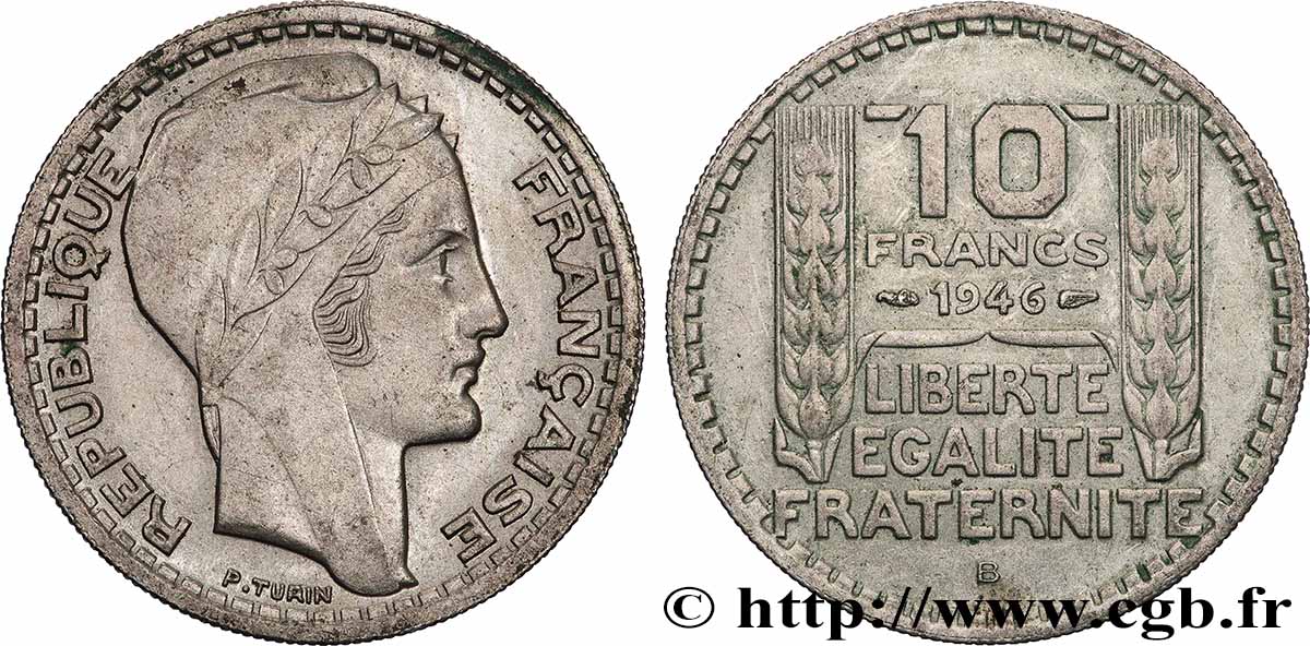 10 francs Turin, grosse tête, rameaux courts 1946 Beaumont-Le-Roger F.361A/3 SUP+ 