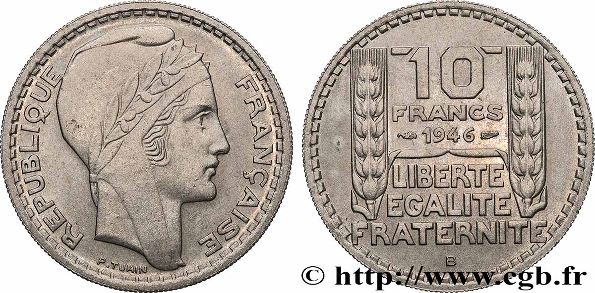 10 francs Turin, grosse tête, rameaux courts 1946 Beaumont-Le-Roger F.361A/3 MS 