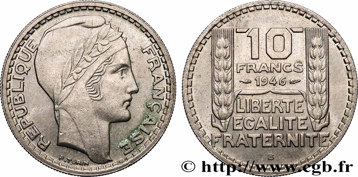 10 francs Turin, grosse tête, rameaux courts 1946 Beaumont-Le-Roger F.361A/3 MS 