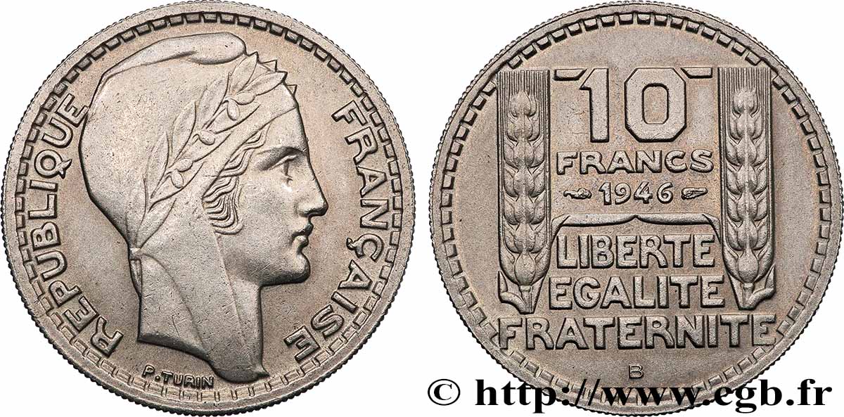10 francs Turin, grosse tête, rameaux courts 1946 Beaumont-Le-Roger F.361A/3 SUP+ 