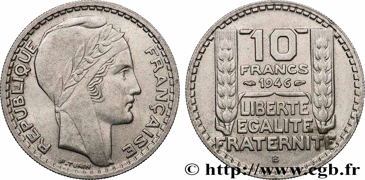 10 francs Turin, grosse tête, rameaux courts 1946 Beaumont-Le-Roger F.361A/3 SUP+ 